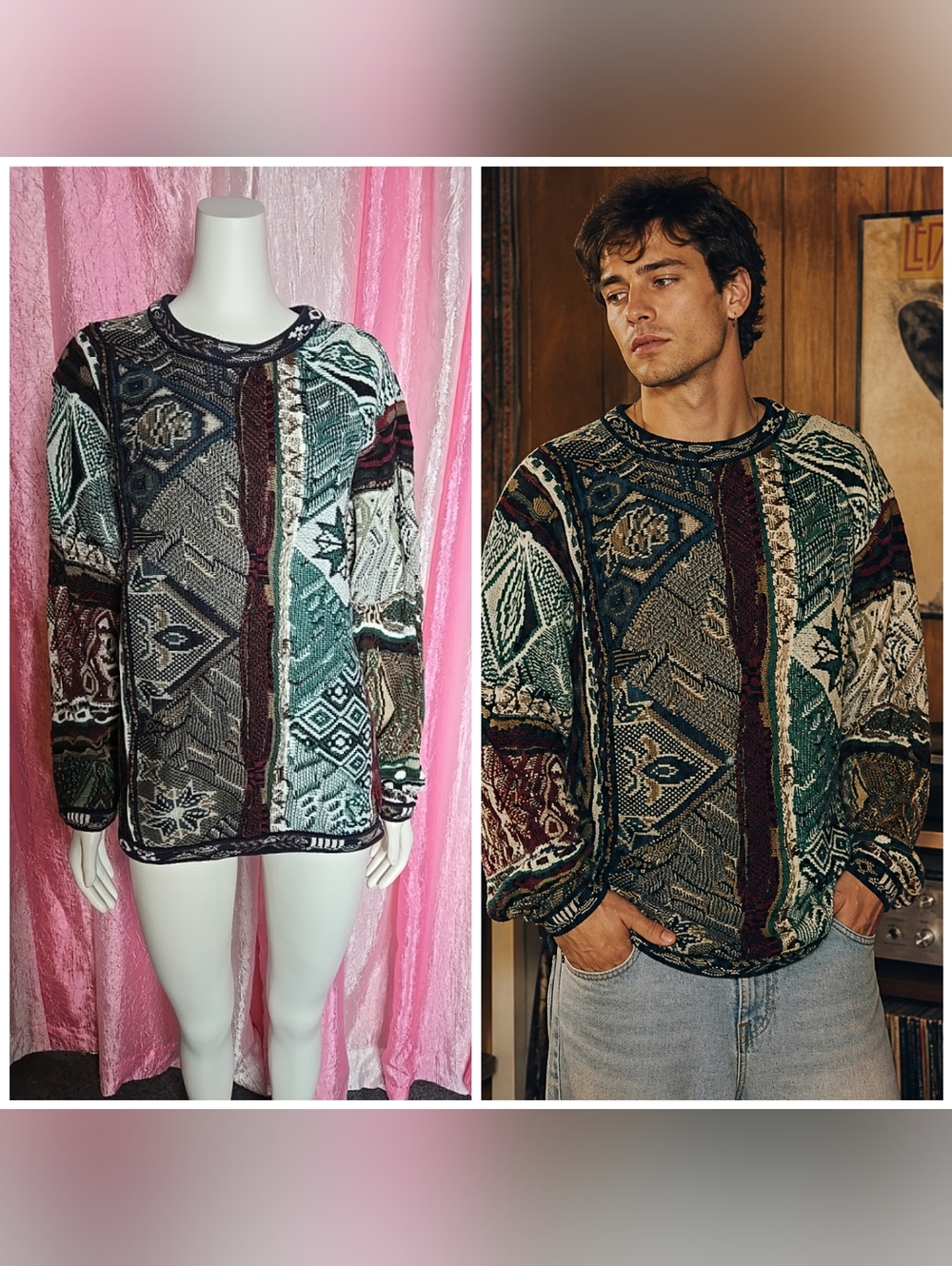 COOGI Rare 90's  Vintage Australian Cotton Knit Sweater Size Medium